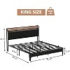 Bed Frame with Led Lights and Storage Headboard, Upholstered Platform Bed with Charging Station, Heavy Duty, No Box Spring Needed, Easy Assembly - 2 of 4