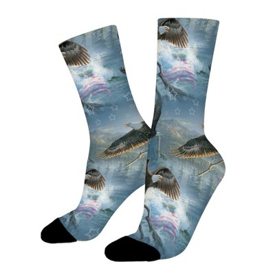 Flying Eagles Women Printed Crew Socks Funny Funky Socks Soft Polyester Novelty Gifts for Artists Men