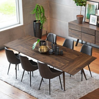 Extendable Dining Table With Removable Leaves, Modern Walnut Dining Table for 8–10, Expandable Rectangular Table for Family Meals-Maison Boucle