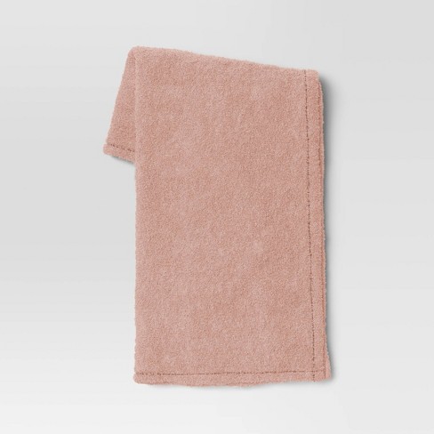 Solid Boucle Faux Shearling Throw Blanket Blush Room Essentials