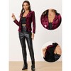 INSPIRE CHIC Women's Velvet Contrast Collar Shiny Metallic Cropped Sequin Blazers - 2 of 4