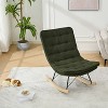 CAVINAS Upholstered Rocking Chair with Wide Backrest and Seat Wood Base, Ergonomic Lounge Chair with Teddy Fabric - 2 of 4
