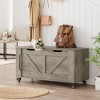 Garvee Storage Chest, Storage Trunk With 4 Wheels,39.4'' Wooden Storage Bench With 2 Safety Hinges,Entryway Bench With Storage for Living Room,Gray - 2 of 4