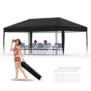 Garvee 10x20 Pop Up Canopy - Easy Up Camping Tent with One Roller Bag, 3 Adjustable Height, 4 Weight Bags for Deck, Garden, Sports, Beach, Black - 1 of 4