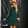 Women's Red/Green Festive Ribbed Tiered Babydoll Long Balloon Sleeves Dress - Cupshe - 2 of 4