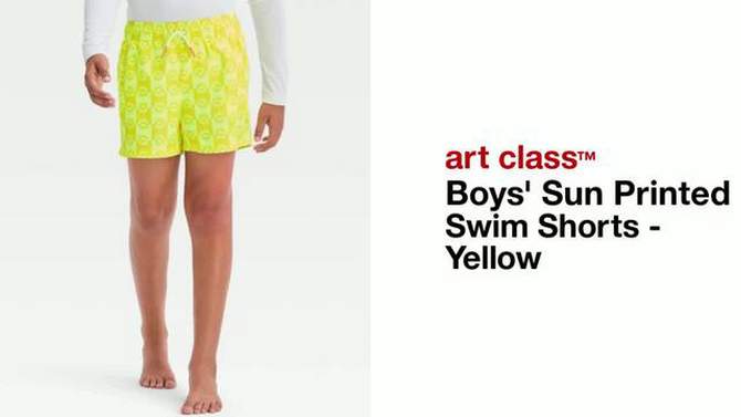 Boys&#39; Sun Printed Swim Shorts - art class&#8482; Yellow, 2 of 5, play video