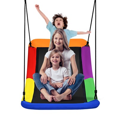 Infans 32" x 60" Large Tree Swing, Outdoor Swing Made of Oxford Fabric & PP Cloth & Steel Multi-Color