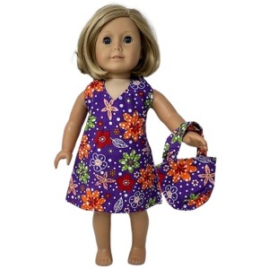 Doll Clothes Superstore Handmade Floral Beach Dress with Matching Purse  Fits 18-Inch Girl Dolls - 1 of 4