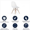 Summit Adventure Elon Series Plastic Modern Dining Chair with Wooden Legs, Mid-Century Modern Accent Chair for Dining Rooms and Offices, White - 4 of 4