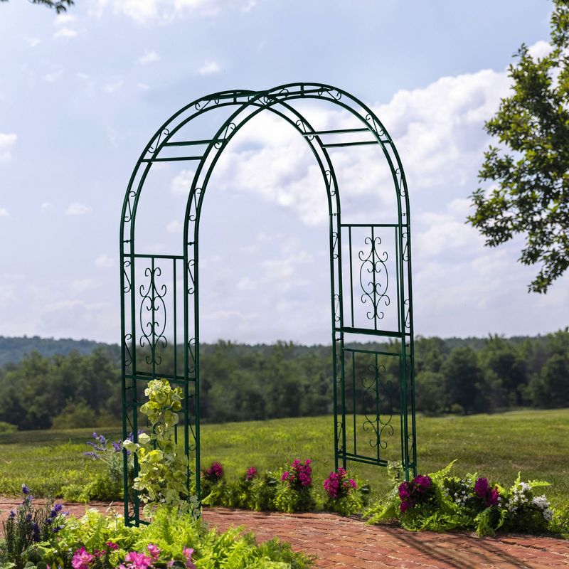 Evergreen Montebello Iron Garden Arbor, Forest Green- 53 x 84 x 23 Inches Fade and Weather Resistant Outdoor Decor, 3 of 10