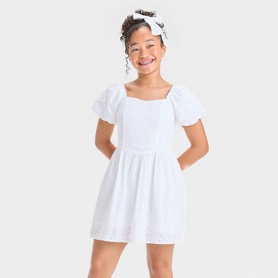 Girls' Puff Sleeve Fit & Flare A-Line Dress - art class™