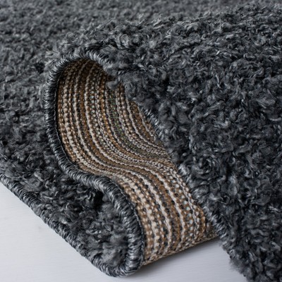 Luxurious Gray Shag 9' x 12' Rectangular Synthetic Area Rug