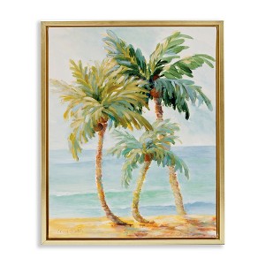 Stupell Industries Tropical Palm Trees on Sand Floating Frame Canvas Art, Gold, 17" x 21" - 1 of 4