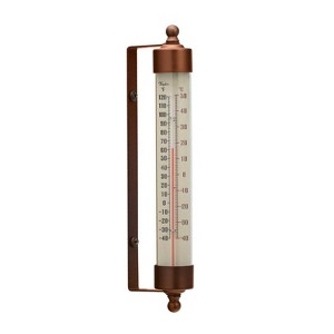 Taylor 7.5" Long Glass Tube Thermometer, Weatherproof Glass with Copper Frame, Easy to Read Increments, Vintage Style - Mounting Bracket Included - 1 of 4