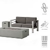 GDFStudio Crested Bay Outdoor Aluminum Loveseat and Fire Pit Set - 3 of 4