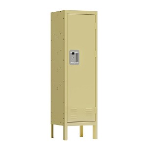 Metal Locker Storage Cabinet Wardrobe Cabinet for Home Office Bedroom Gym, Lockable Storage Cabinet with Doors 54" H x 15" W x 14" D Yellow - 1 of 4