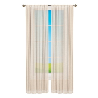 Collections Etc Sheer Tonal Striped Pole Top Curtain Panels - Set of 2