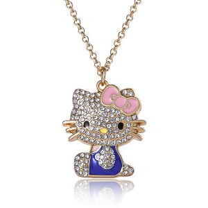 Sanrio Hello Kitty Crystal Pendant Necklace - Gold-Tone with Colorful Enamel Accents - 1 of 4