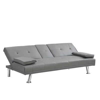 NicBex 66.1 Inch PVC Convertible Folding Futon Sofa Bed with Armrest for Living Room,Office,Apartment,Bedroom