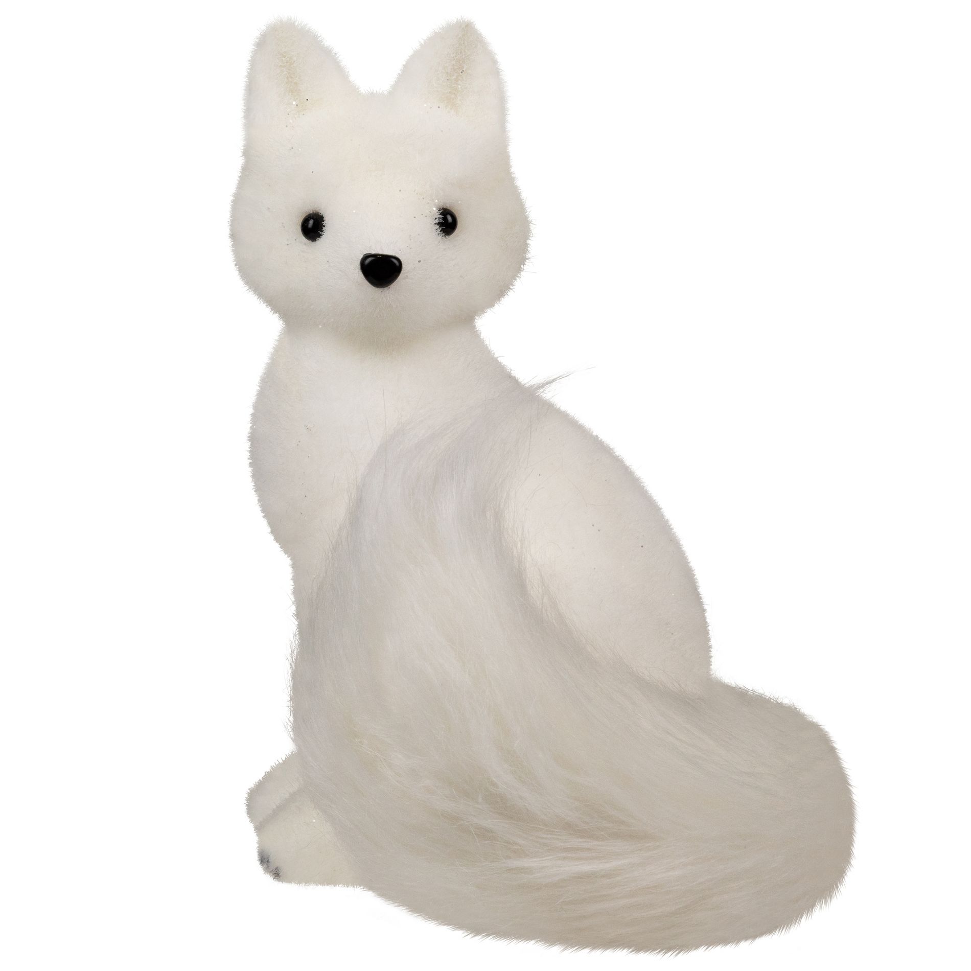 Northlight Glittered Sitting Arctic Fox Christmas Figure - 9.5" - White