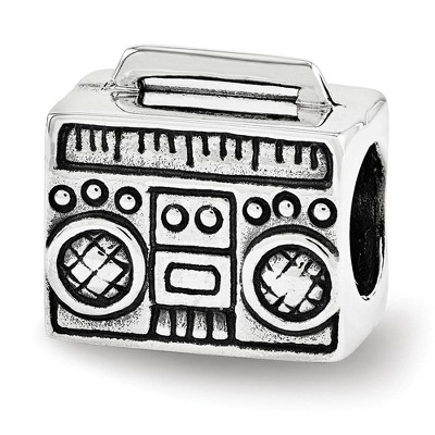 Black Bow Jewelry Boombox Bead Charm in Antiqued Sterling Silver