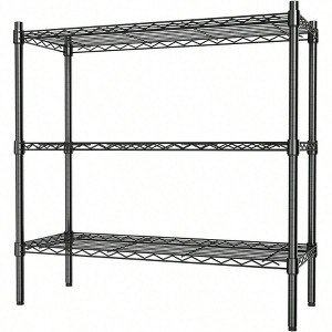 3 - Shelf Storage Wire Shelves Heavy Duty 3 Tiers Standing Shelving Units Adjustable Metal Organizer Wire Rack Black - 1 of 4
