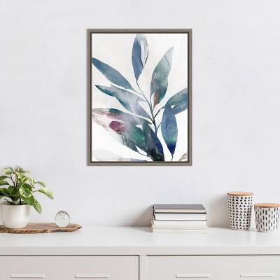 Indigo Sprig II Blue and Green Canvas Wall Art Print
