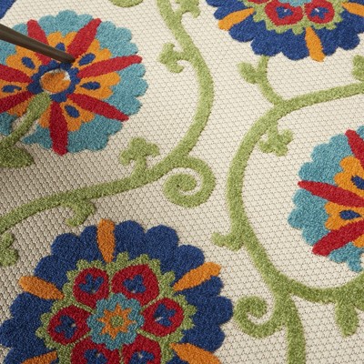 Bright Blooms Multicolor Floral 4' x 6' Reversible Outdoor Rug