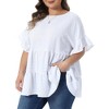 Women's Plus Size Swiss Dots Crew Neck Ruffle Short Sleeve Tiered Back Tie Summer Blouses - Agnes Orinda - 2 of 4
