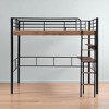 Full Size Metal Loft Bed with LED Light, Built-in Desk, Storage Shelf, Ladder and Guardrails, Industrial Space-Saving Design - 4 of 4