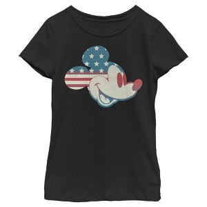 Girl's Disney Mickey Americana Flag T-Shirt - 1 of 4