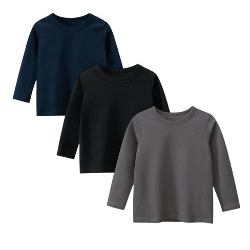 Long Sleeve Tees 3 Pack Blue/Grey/Navy - image 1 of 4