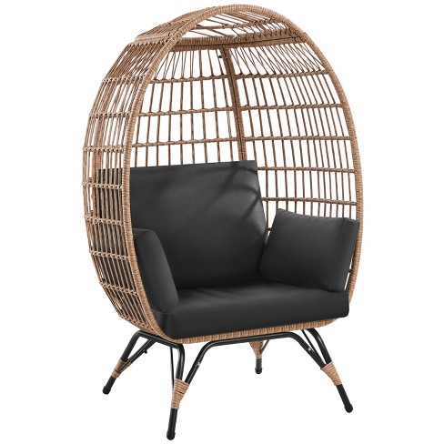 Yaheetech Outdoor Wicker Egg Basket Lounge Chair, Black : Target