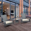 Tangkula 3-Piece Wicker Adirondack Set Ergonomic Oversized Rattan Chairs w/ Coffee Table Comfy Seat Cushions - 2 of 4