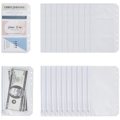 Okuna Outpost 30 Piece Set A6 Binder Pockets for Cards & Zippered Cash Envelopes for 6-Ring Wallet Planner