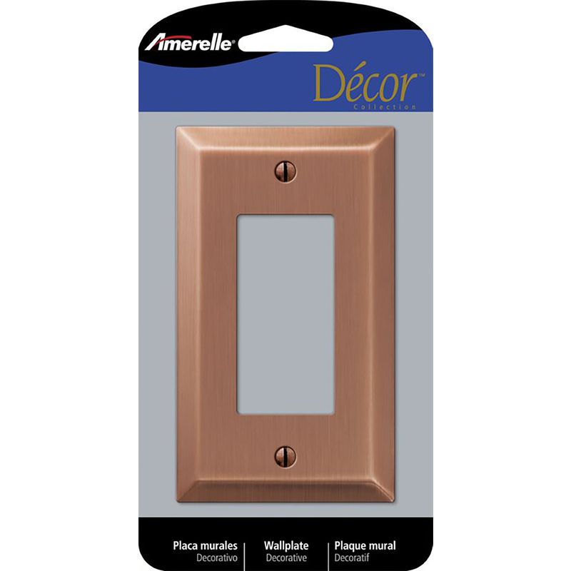 Amerelle Century Antique Copper 1 gang Stamped Steel Decorator Wall Plate 1 pk, 1 of 2