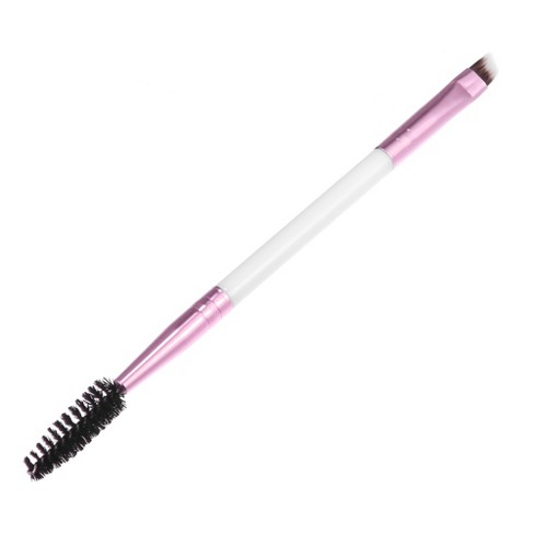 Unique Bargains Soft Double Heat Angled Eyebrow Brush Eyelash Extension  Brush For Women Eye Makeup Pink White 1pcs : Target
