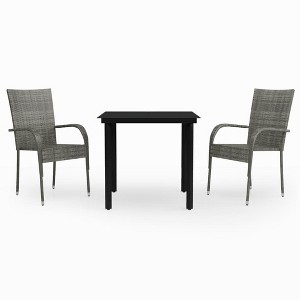 vidaXL Patio Dining Set Outdoor Dining Set Table and Chair Set for Garden - Gray and Black 31.5" Table Length 2 Items - 1 of 4