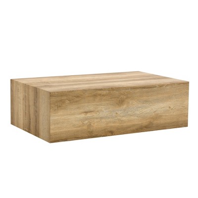 FURNIinspire Coffee Tables MDF Coffee Table with Minimalist Design and Natural Light Wood Texture for Living Room Bedroom Office, Brown,
