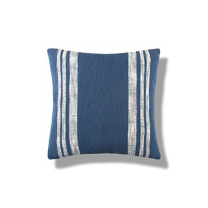 carol & frank Morgan Striped Blue Cotton Decor Throw Pillow, 18" x 18" - 1 of 4