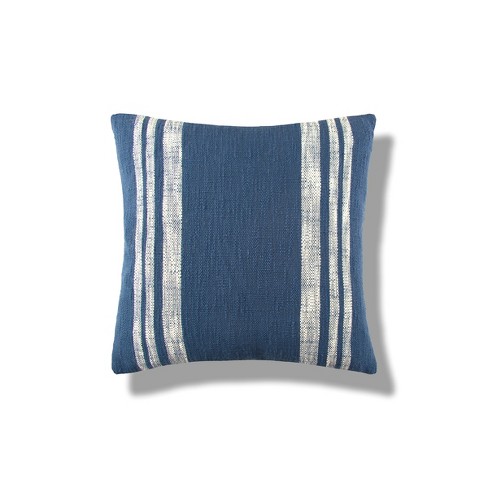 Navy Striped Monogram Throw Pillow