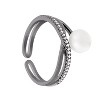 Slickblue Hematite Pearl Ribbon Bypass Ring for Women, Freshwater Pearl with CZ, Edgy Pave Design, Size 5-10 - 3 of 3