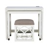 Powell Clarine Solid Wood and Beige Padded Seat Nesting Rolling Desk and Stool Set White: Poplar Frame, USB Port, No Storage - 3 of 4