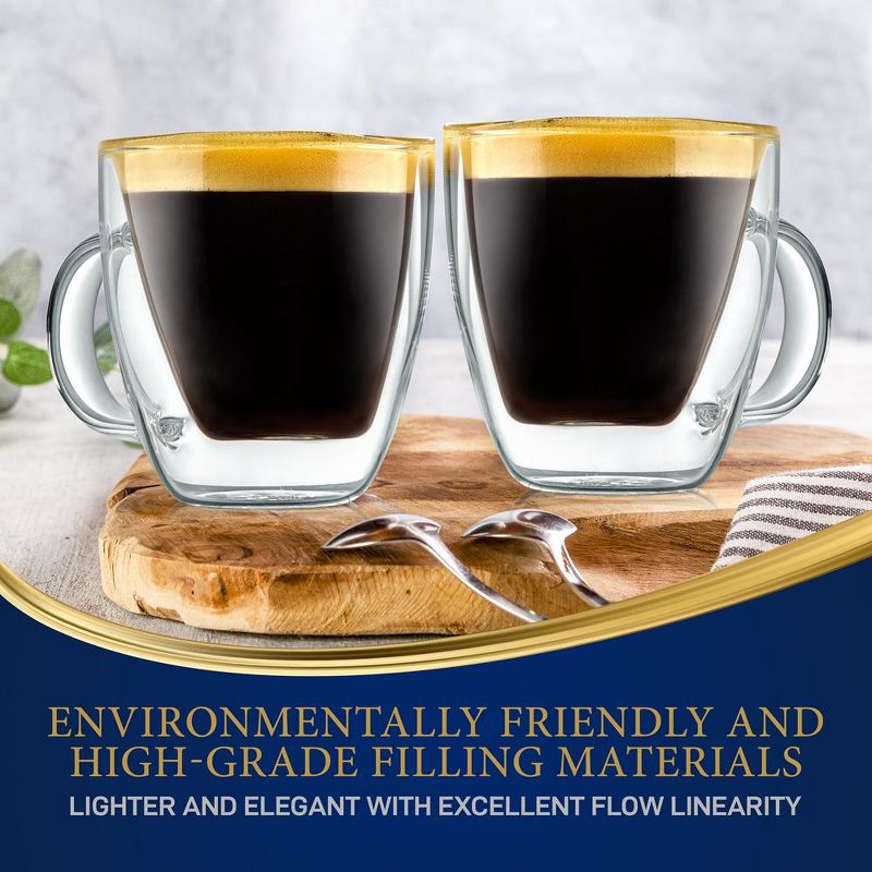 NutriChef 2 Pcs. of Clear Glass Coffee Mug - Elegant Clear Glasses with Convenient Handles, For Hot and Cold Drinks, 5 of 8