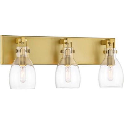 Minka Lavery Modern Wall Light Soft Brass Hardwired 22" 3-Light Fixture Clear Glass Shade for Bathroom Vanity Living Room Hallway
