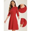 INSPIRE CHIC Women's Vintage 3/4 Sleeves Stand Collar Office Work Elegant A-Line Dress - 2 of 4