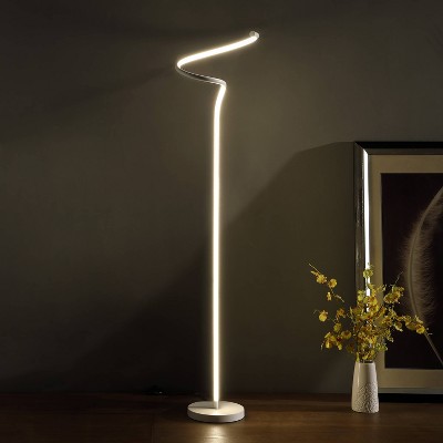 Matte White Curvilinear S-Curve LED Floor Lamp