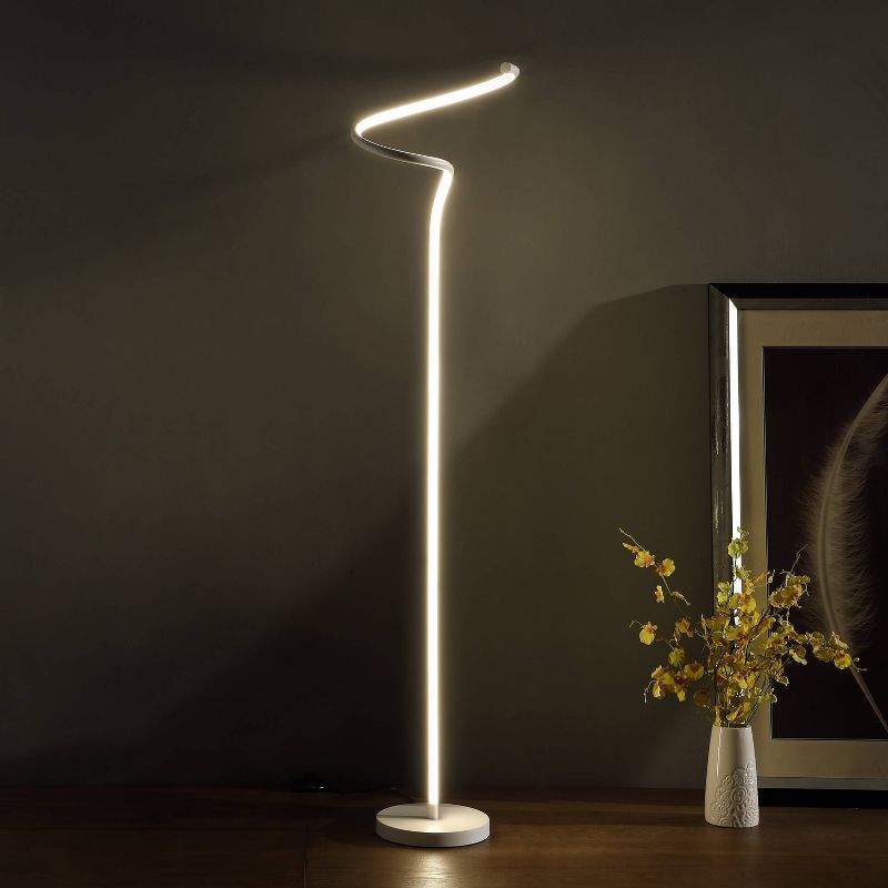 50.75&#34; Modern Metal Spiral Floor Lamp (Includes LED Light Bulb) Silver - Ore International, 5 of 8