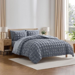 Nestl Bed in a Bag, 7pc Comforter Set Seersucker Design, Modern Comforter Sets with Sheets, Bed in a Bag Bed Set - 1 of 4