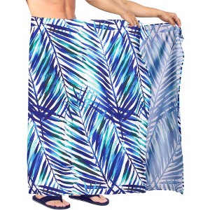 HAPPY BAY Men's Pareo Swim Trunk Cover Up Wrap Beach Summer Hawaiian Sarong One Size Blue Z239 - 1 of 4